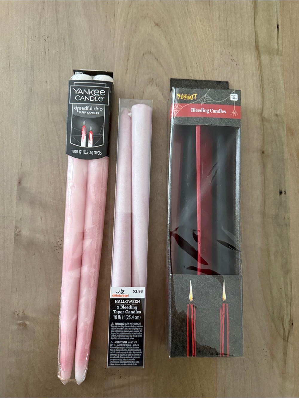 Yankee Candle Pink Drip Taper Candles and Red Bleeding Tapers Set